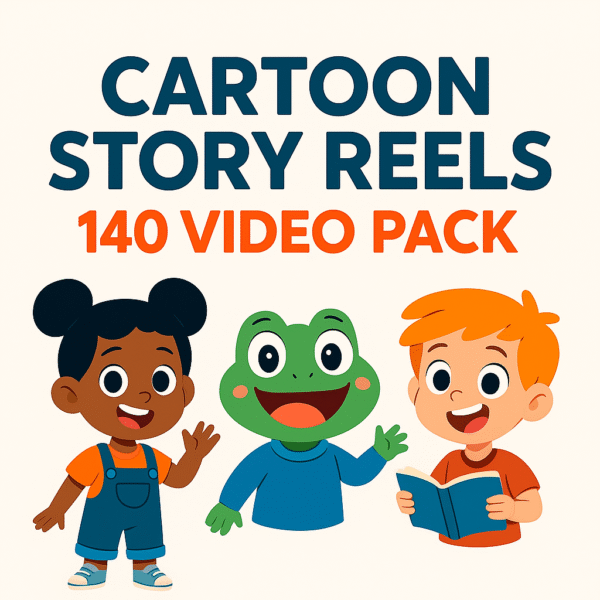 Cartoon Story Reels Pack – 140 Ready-Made Viral Cartoon Videos | Upload & Earn